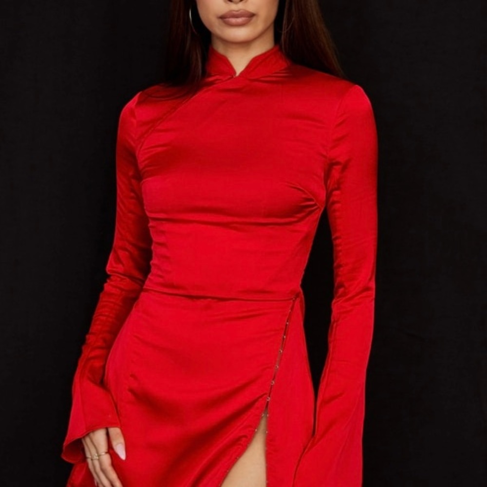 House of CB Alyssa Satin Red Mini Dress